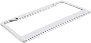 2PCS Chrome Stainless Steel Metal License Plate Frame Tag Cover With Screw Caps - Rieworkes