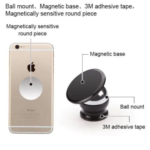 360 Degree Magnetic Car Dash Mount Ball Dock Holder For Phone Tablet Universal - Rieworkes