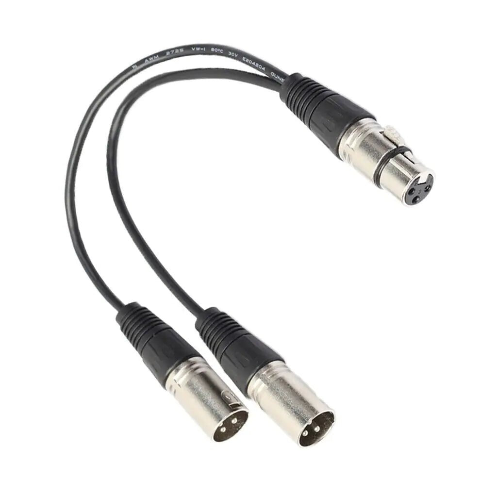 3Pin XLR Female Jack To Dual 2 Male Plug Y Splitter Cable Adapter Microphone USA - Rieworkes