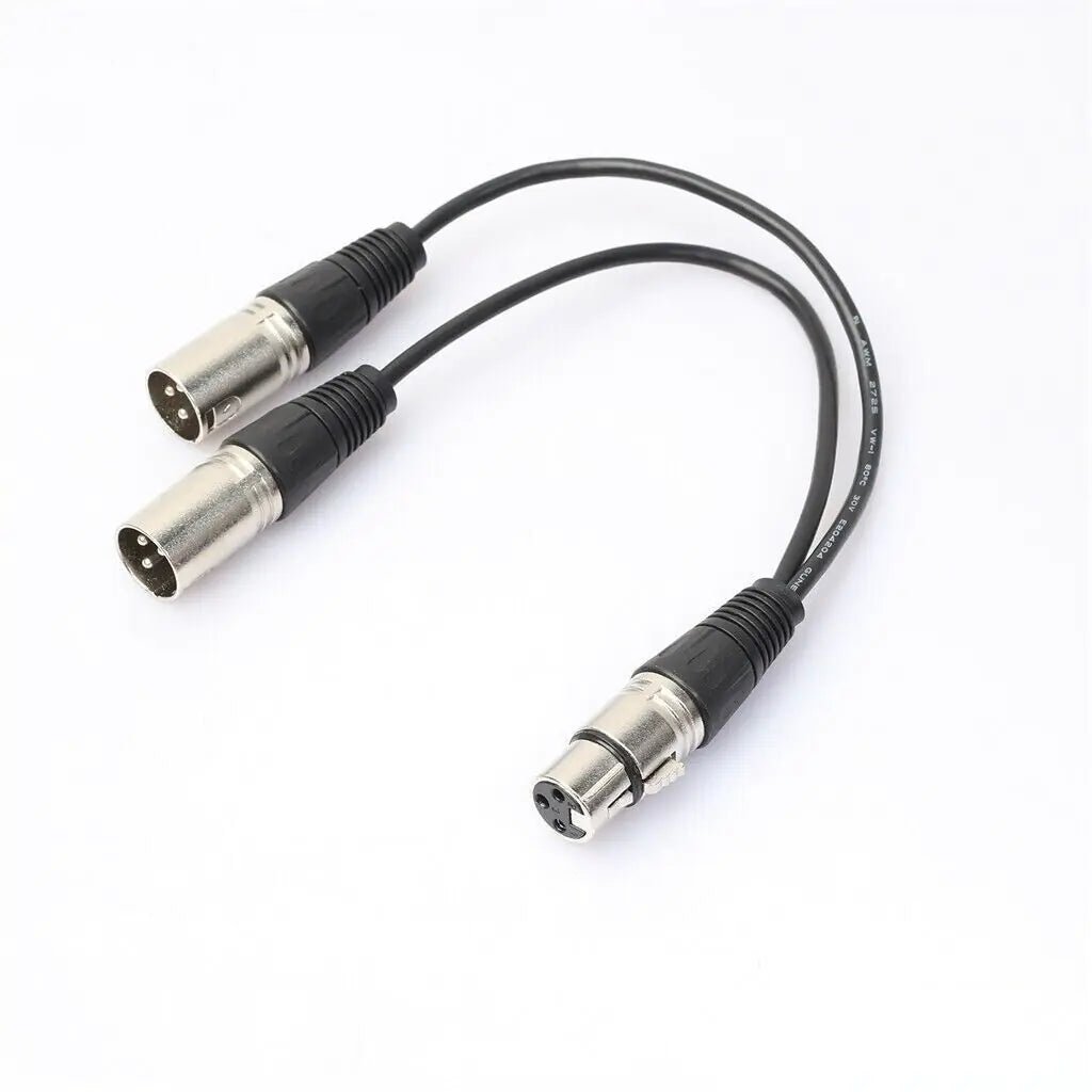 3Pin XLR Female Jack To Dual 2 Male Plug Y Splitter Cable Adapter Microphone USA - Rieworkes