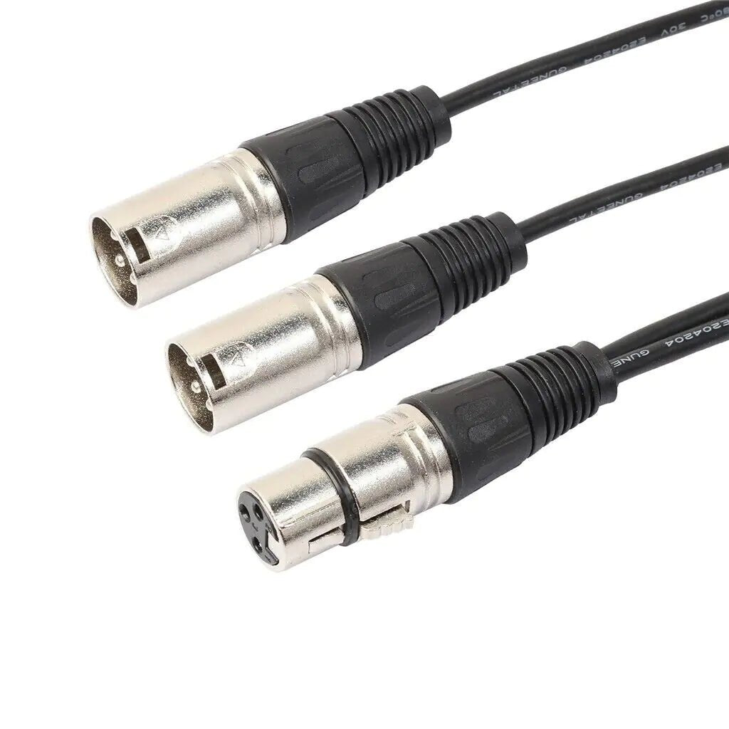3Pin XLR Female Jack To Dual 2 Male Plug Y Splitter Cable Adapter Microphone USA - Rieworkes