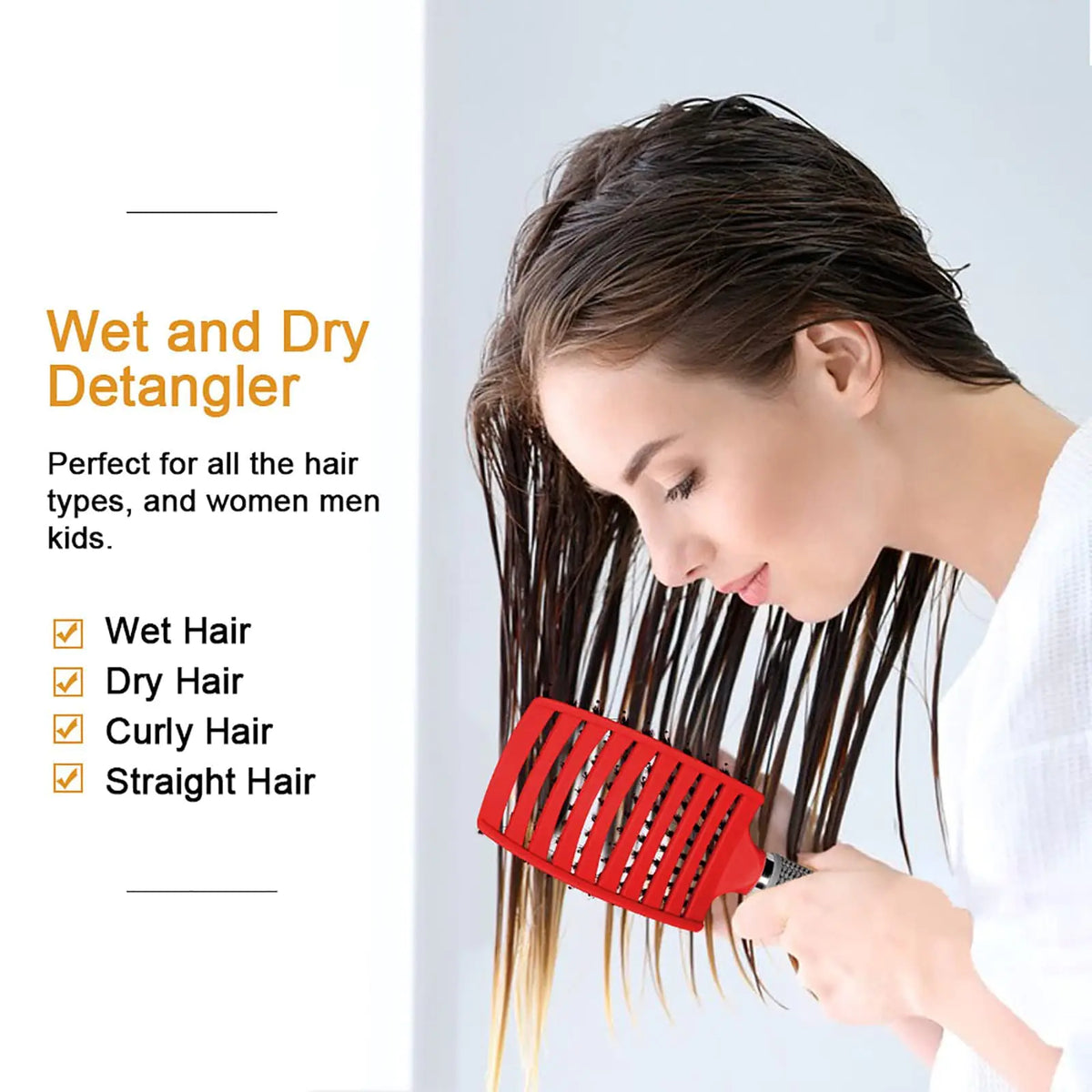 Hairstreaq Detangling Brush, Wet Dry Detangler Hair Brushes, Vented Detangling Brush, Fast Drying Styling Massage Hairbrush for Women &amp; Kids’ Long, Thick, Thin, Curly &amp; Tangled Hair (Pink) Pink