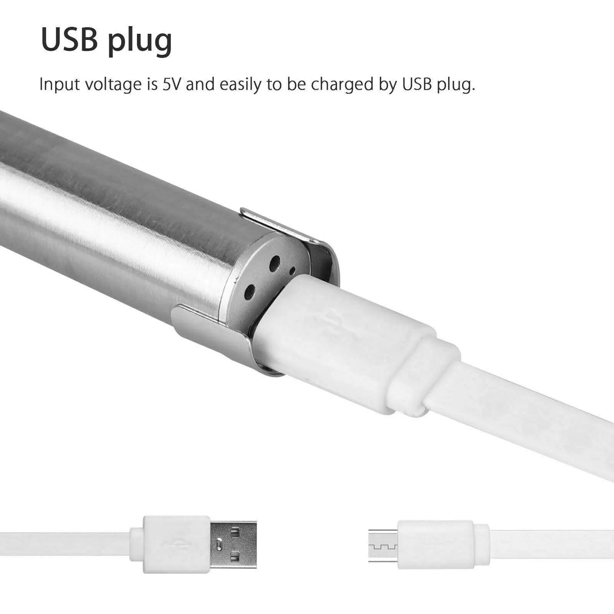 5" LED USB Rechargeable Mini Tactical Flashlight Stainless Steel Torch Pen Light - Rieworkes