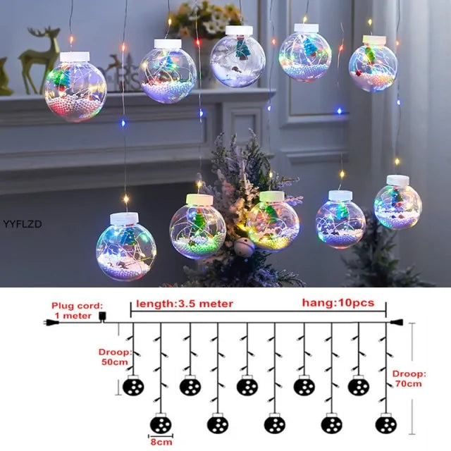 Curtain String Light Ball Santa Claus Rieworkes
