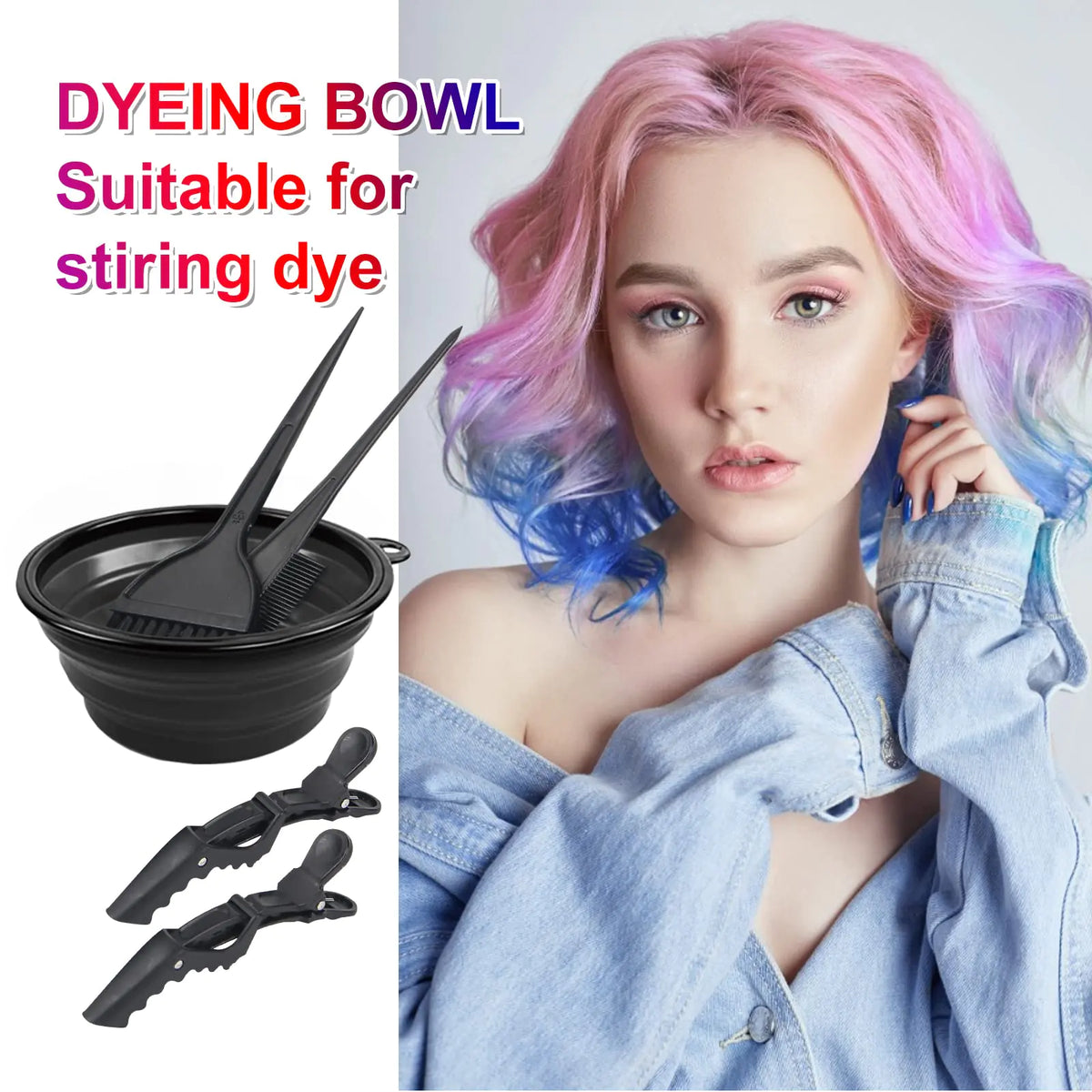 Yexixsr 5Pcs Professional Salon Hair Coloring Dyeing Kit, Hair Bleach Dit Hair Coloring Products with Hair Dye Brush, Hair Color Bowl, Hair Clips Rieworkes