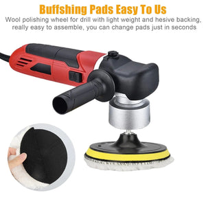 5PCS 6" Buffing Polishing Pad Wool Wheel Mop Kit For Car Polisher Drill Adapter - Rieworkes