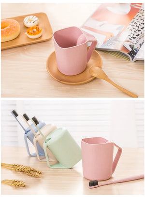 Wheat Square Mouth Oblique Toothbrush Cup