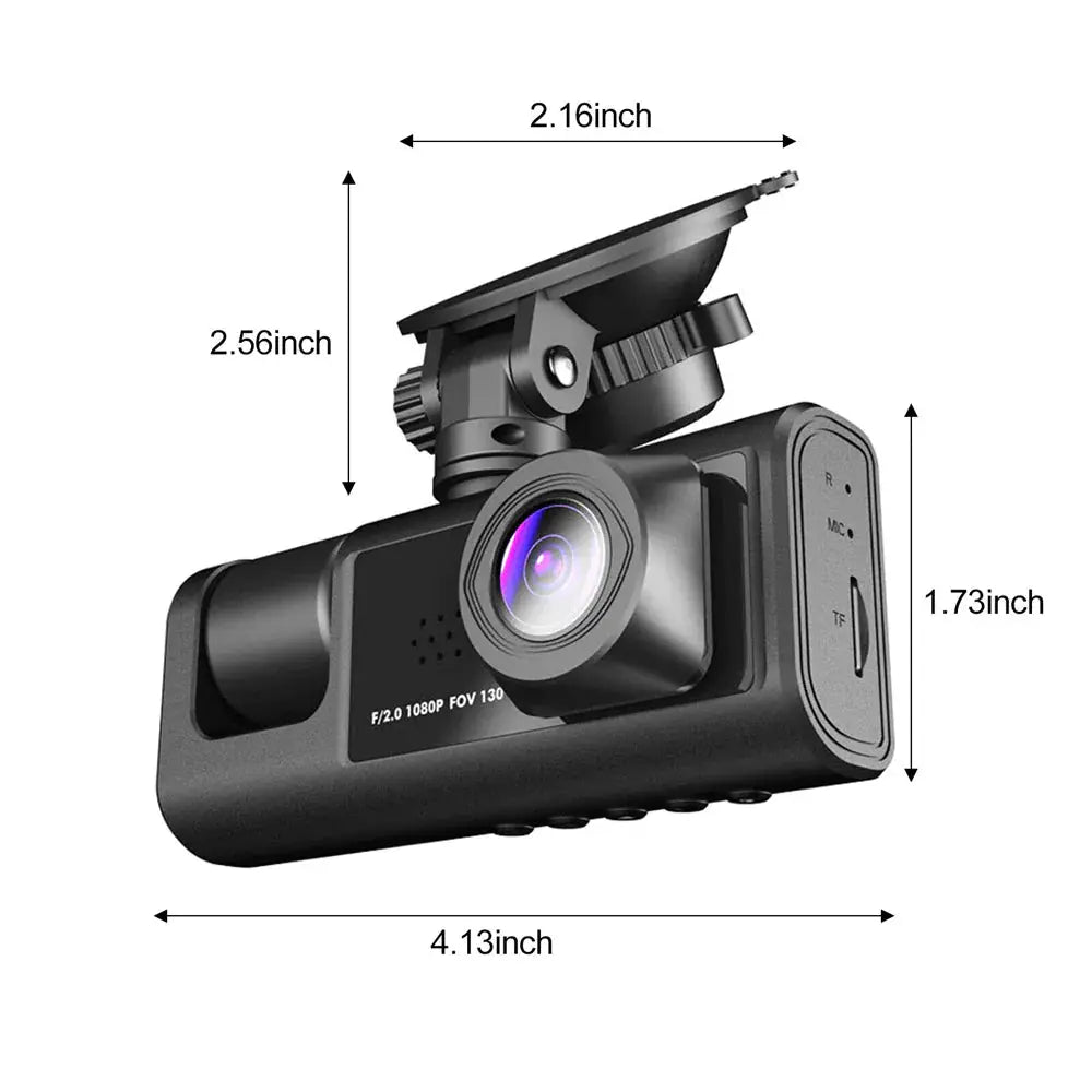 Car Dual Lens Dash Cam HD 1080P Front/Rear/Inside Video Recorder Camera G-Sensor Rieworkes