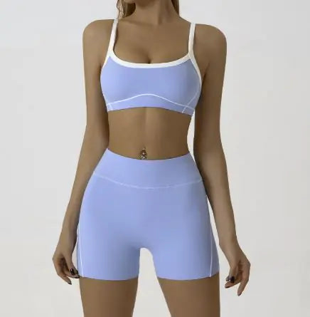 Spaghetti Strap Contrast Color Yoga Sports Suit
