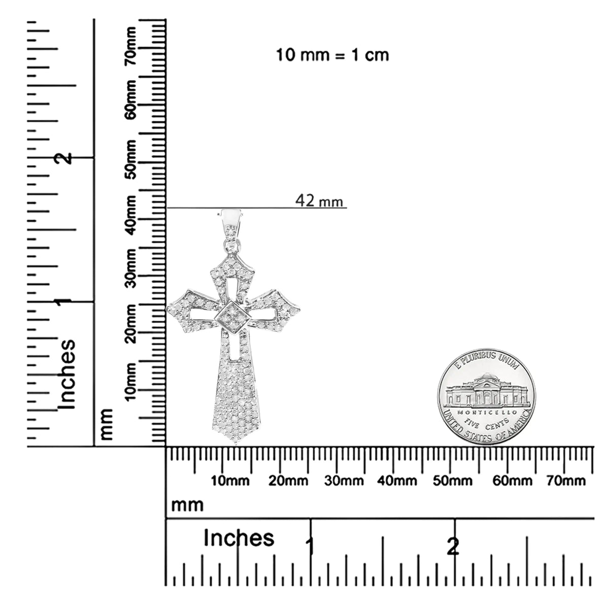 .925 Sterling Silver 1.00 Cttw Diamond Fleur De Lis Cross 18&quot; Pendant Necklace (H - I Color, I2 - I3 Clarity) - Rieworkes