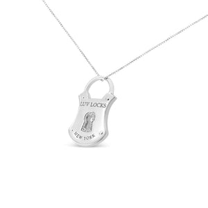 .925 Sterling Silver 1/10 Cttw Diamond Lock Pendant 18" Necklace (H - I Color, I1 - I2 Clarity) - Rieworkes
