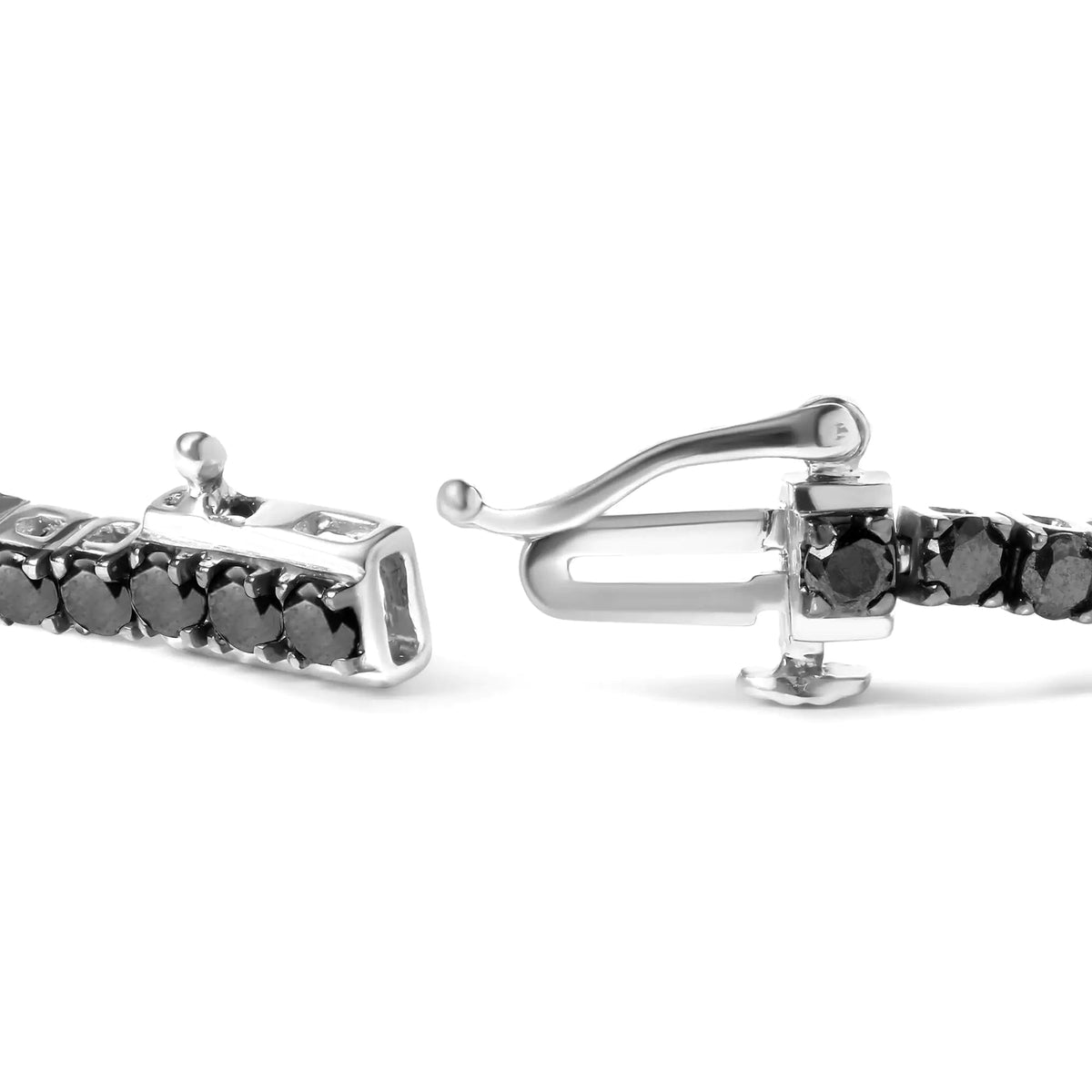 .925 Sterling Silver 4 - Prong Set Treated Black Round - Cut Diamond Classic Tennis Bracelet (Black Color, I2 - I3 Clarity) - 7.25&quot; - Rieworkes