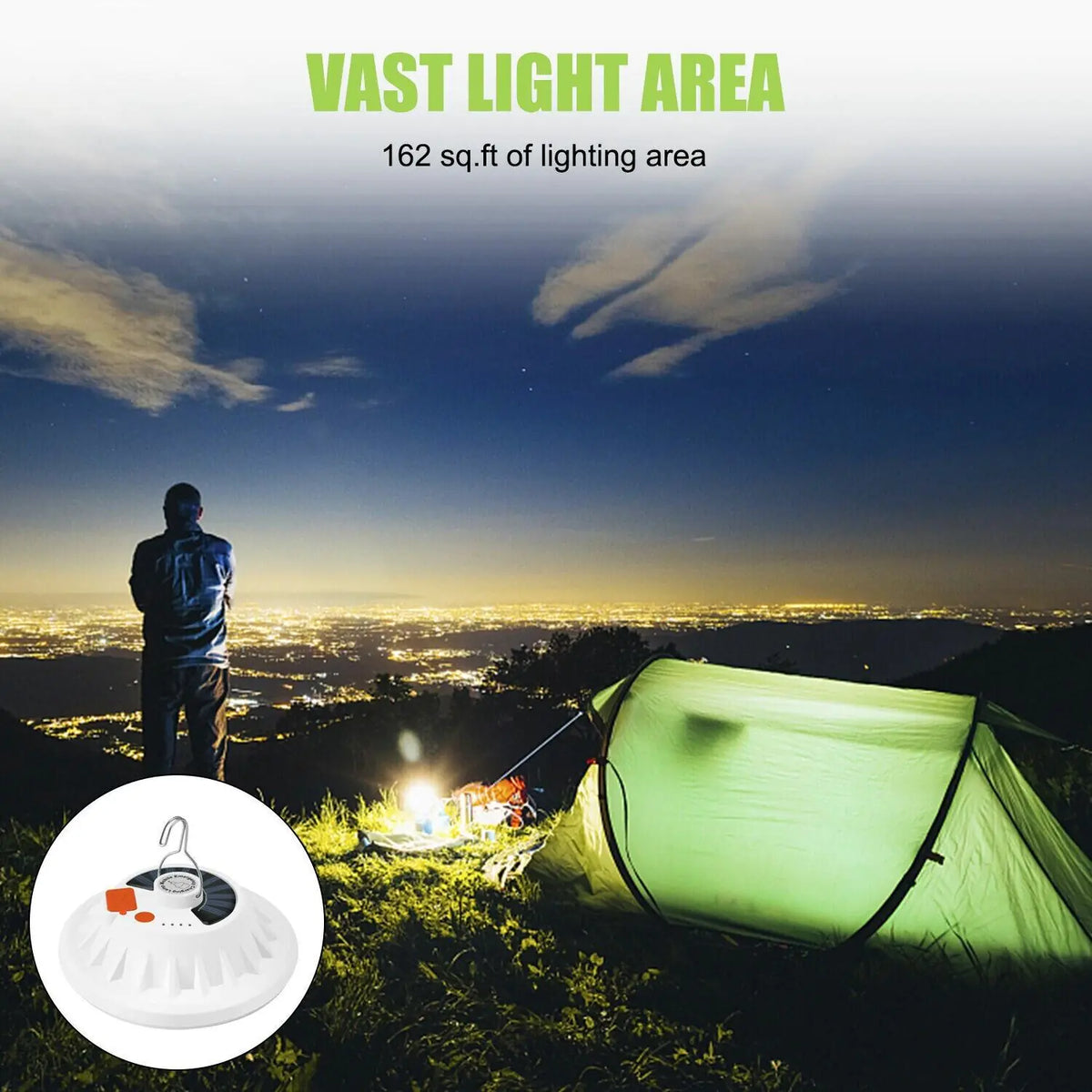 Rechargeable 60 LED Outdoor Camping Tent Light USB &amp; Solar Lantern Hiking Lamp Rieworkes