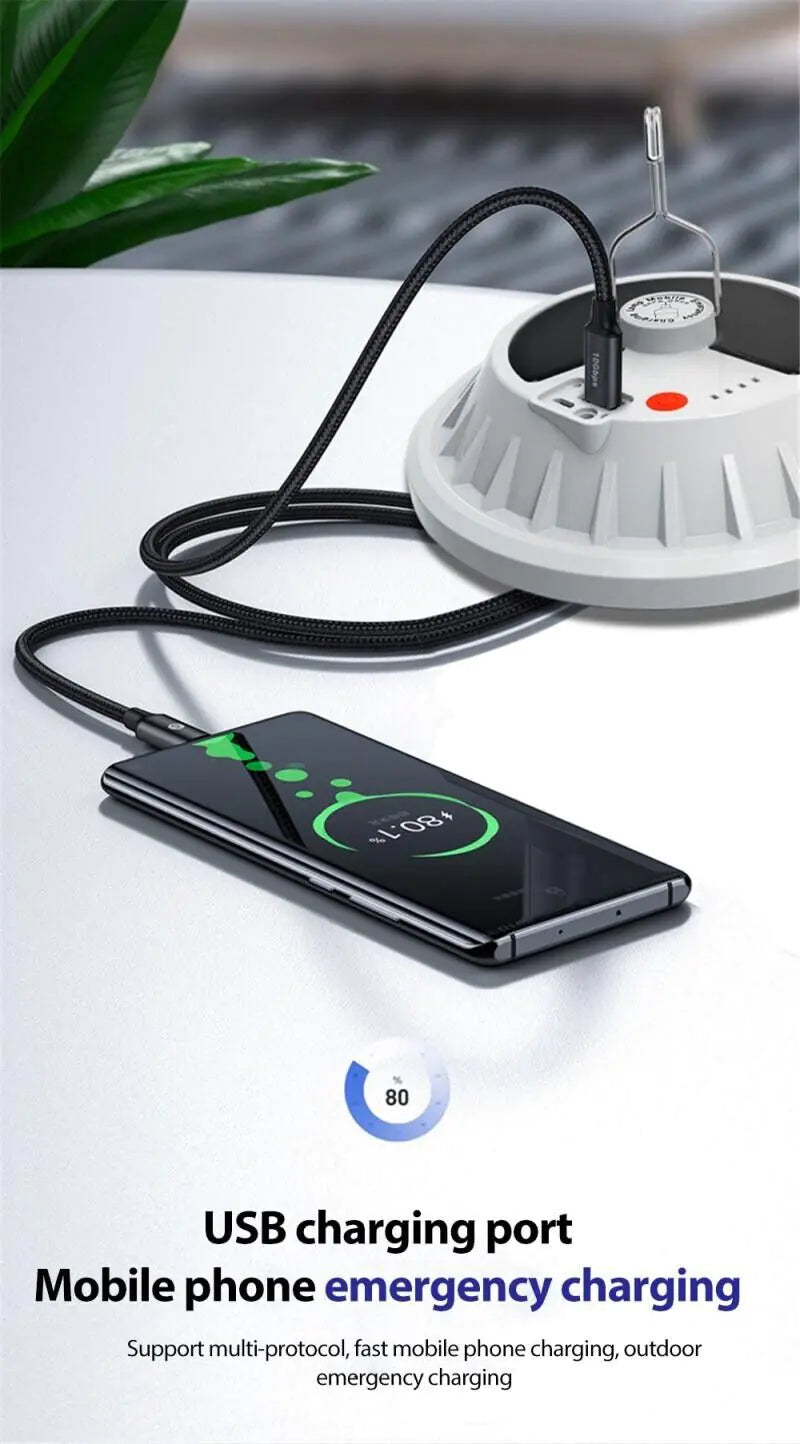 Rechargeable 60 LED Outdoor Camping Tent Light USB &amp; Solar Lantern Hiking Lamp Rieworkes