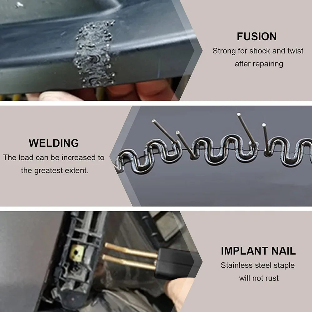Hot Stapler Car Bumper Fender Fairing Welder Gun Plastic Repair Kit +600 Staples Rieworkes