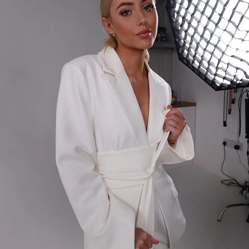 2022 Summer Women&#39;s Casual Suit with Long Sleeve Jacket