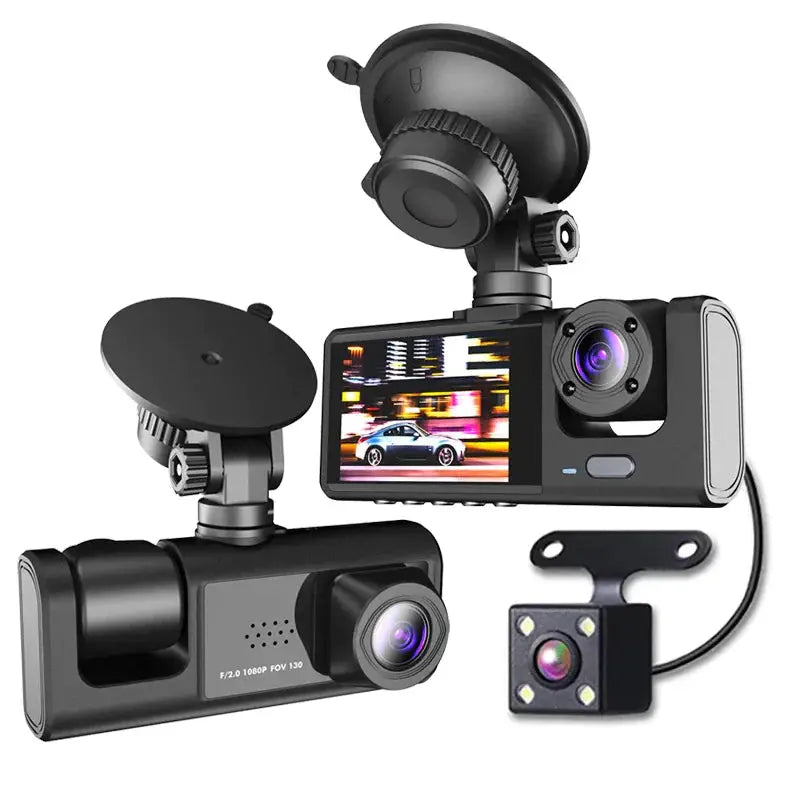 Car Dual Lens Dash Cam HD 1080P Front/Rear/Inside Video Recorder Camera G-Sensor Rieworkes