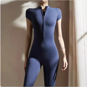 Women's Long-Sleeve Zipper Yoga Jumpsuit