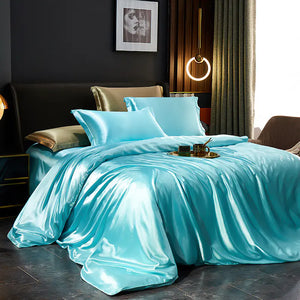 Luxury Silk Bedding Set with Solid Color Duvet Cover
