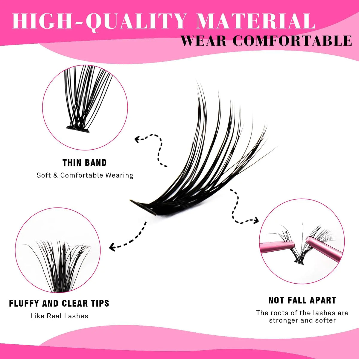 TDANCE Lash Clusters DIY Eyelash Extensions 280 Pcs 40D+50D Cluster Lashes C D Curl Individual Lashes Cluster Reusable Soft &amp; Comfortable DIY Lash Extensions at Home(40D+50D,C Curl,16-20mm) 40D+50D-Long-C