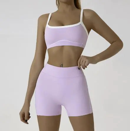 Spaghetti Strap Contrast Color Yoga Sports Suit