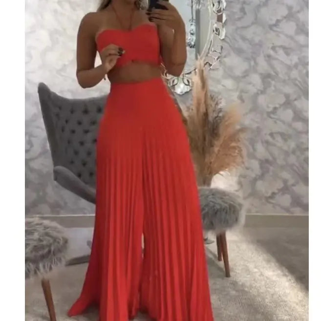 2023 Spring Women&#39;s Fashion Solid Color Top &amp; Skirt Set