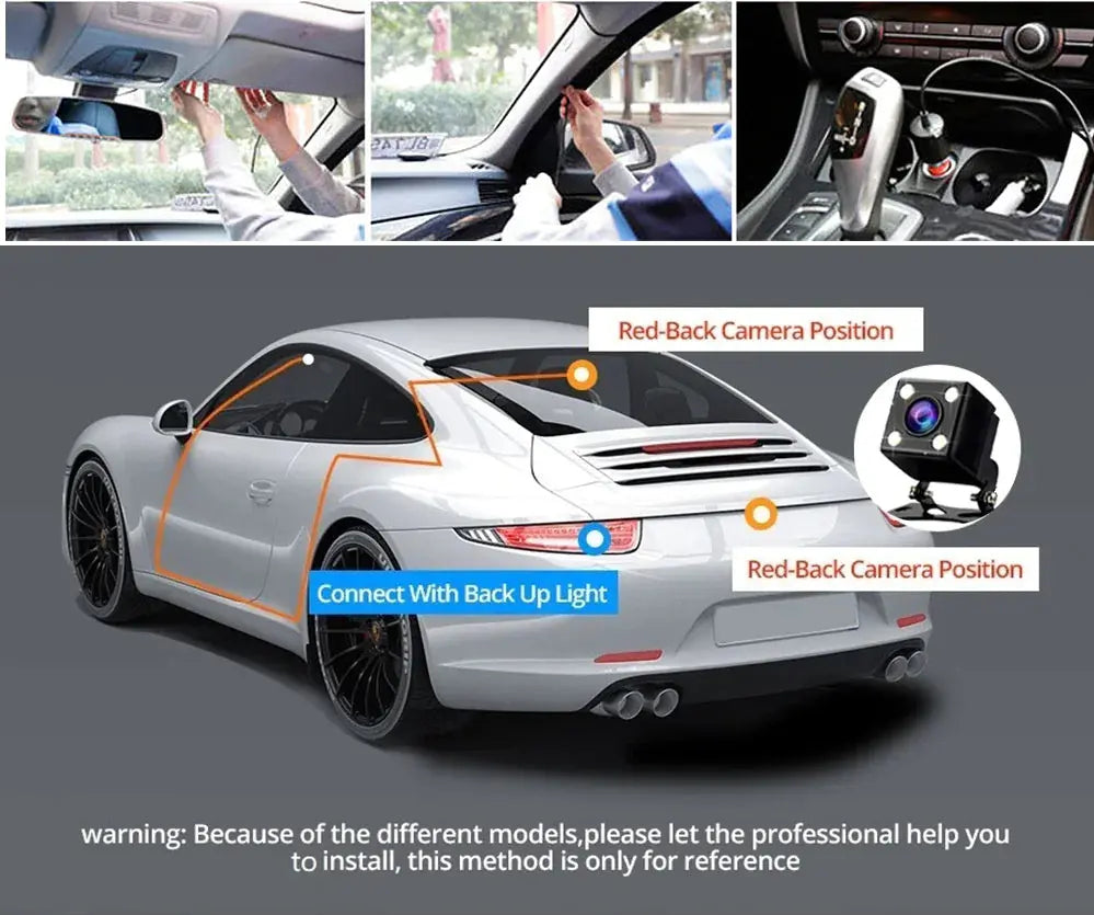 Car Dual Lens Dash Cam HD 1080P Front/Rear/Inside Video Recorder Camera G-Sensor Rieworkes