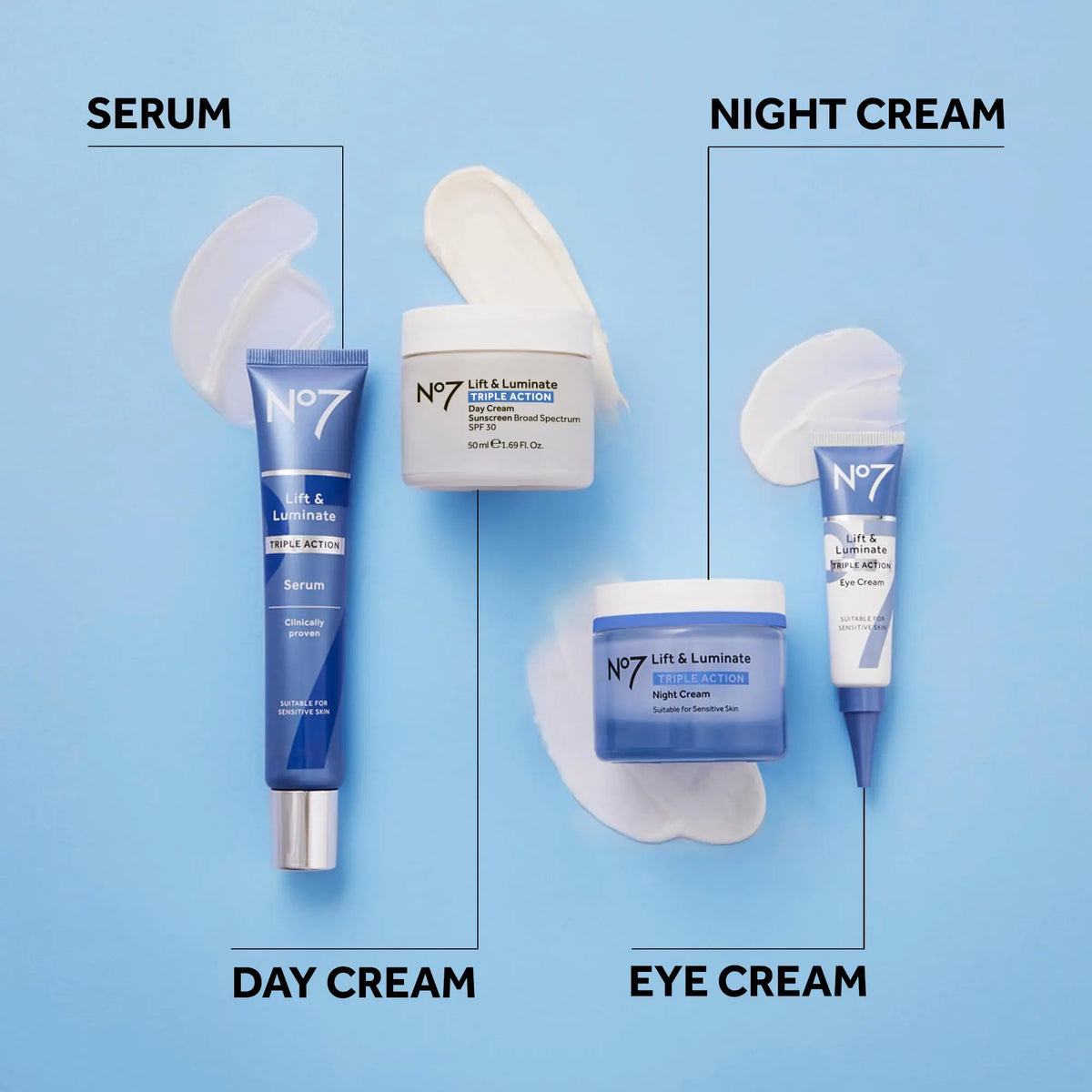 No7 Lift &amp; Luminate Triple Action Day Cream - Anti-Aging Face Moisturizer SPF 30, Hyaluronic Acid &amp; Vitamin C - Firms Skin for Radiant Glow - Suitable for Sensitive Skin (2 pack, 1.69 Fl Oz each) Regular, Pack of 2