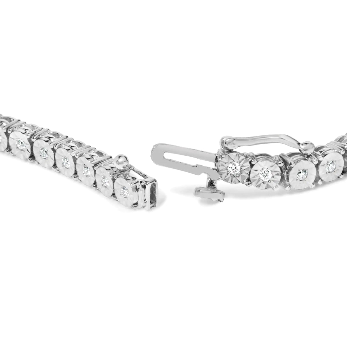 .925 Sterling Silver Lab Grown Diamond Illusion-Set Miracle Plate Tennis Bracelet - 7.25&quot; Inches