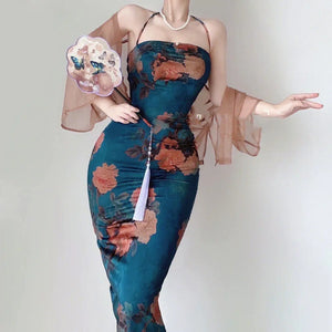 Printed Cardigan and Skirt Set for Women