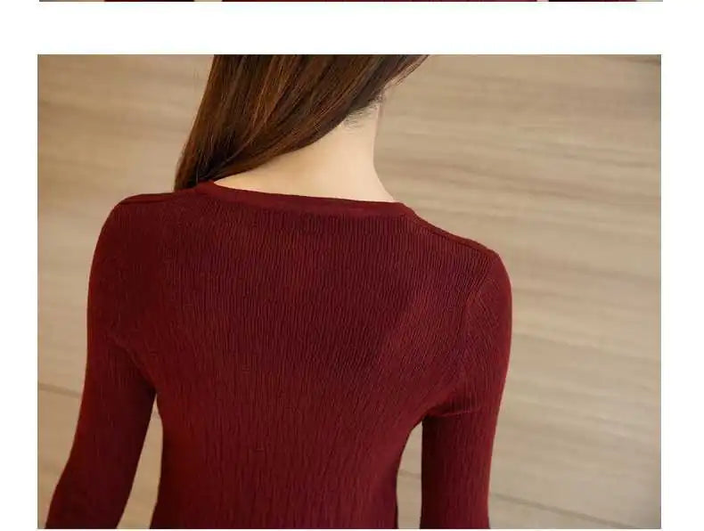 2020 Fall/Winter V-Neck Fitted Long Sleeve Sweater