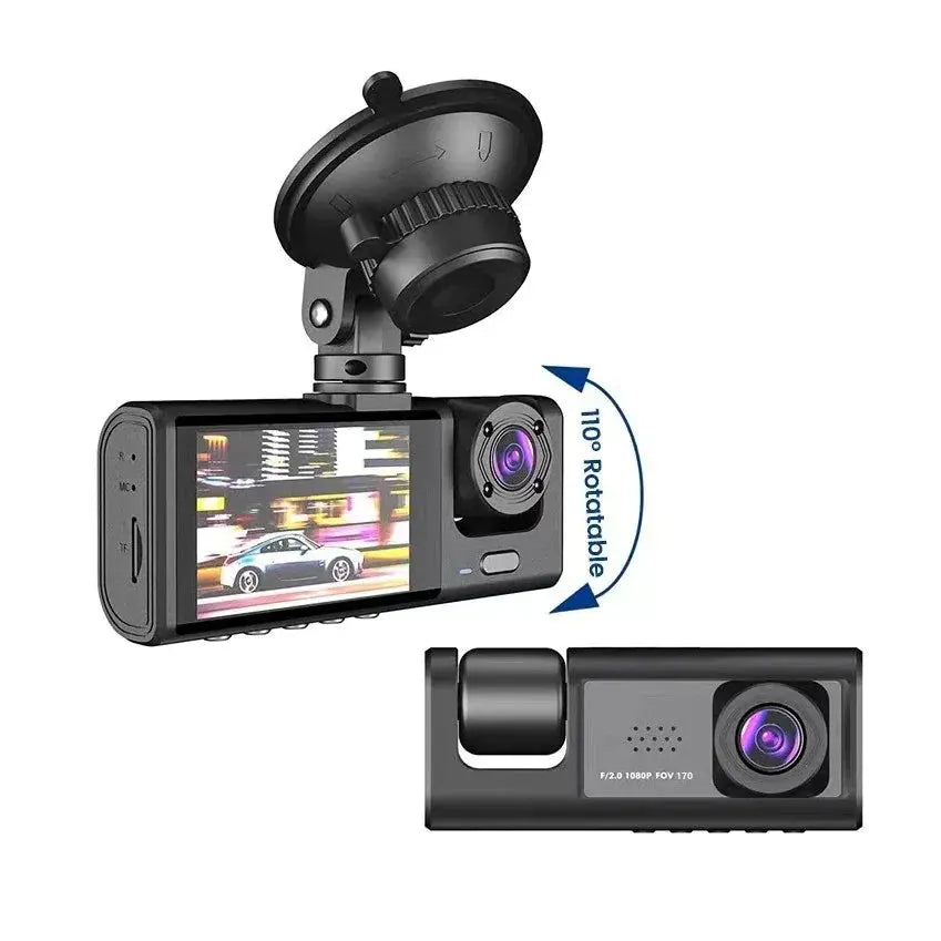 Car Dual Lens Dash Cam HD 1080P Front/Rear/Inside Video Recorder Camera G-Sensor Rieworkes