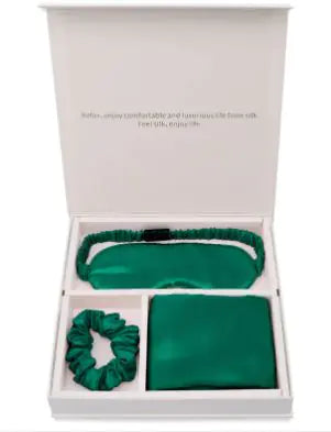 Luxury Silk Sleep Gift Set: Eye Mask, Pillowcase & Scrunchie in Gift Box