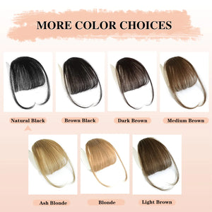 NAYOO Bangs Hair Clip in Bangs 100% Real Human Hair Extensions Natural Black Wispy Bangs Clip on Air Bangs for Women Fringe with Temples Hairpieces Curved Bangs for Daily Wear
