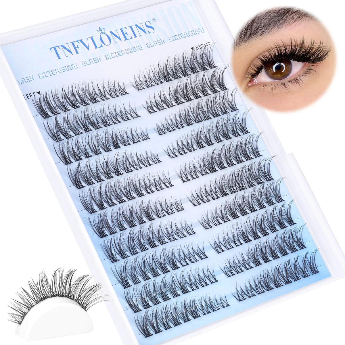 Natural Lash Clusters Wispy Cluster Eyelash Extensions Left&amp;Right Cluster Lashes C Curl Individual Lashes Extension DIY Natural Eye Lash Clusters by TNFVLONEINS Left&amp;Right Lash Clusters