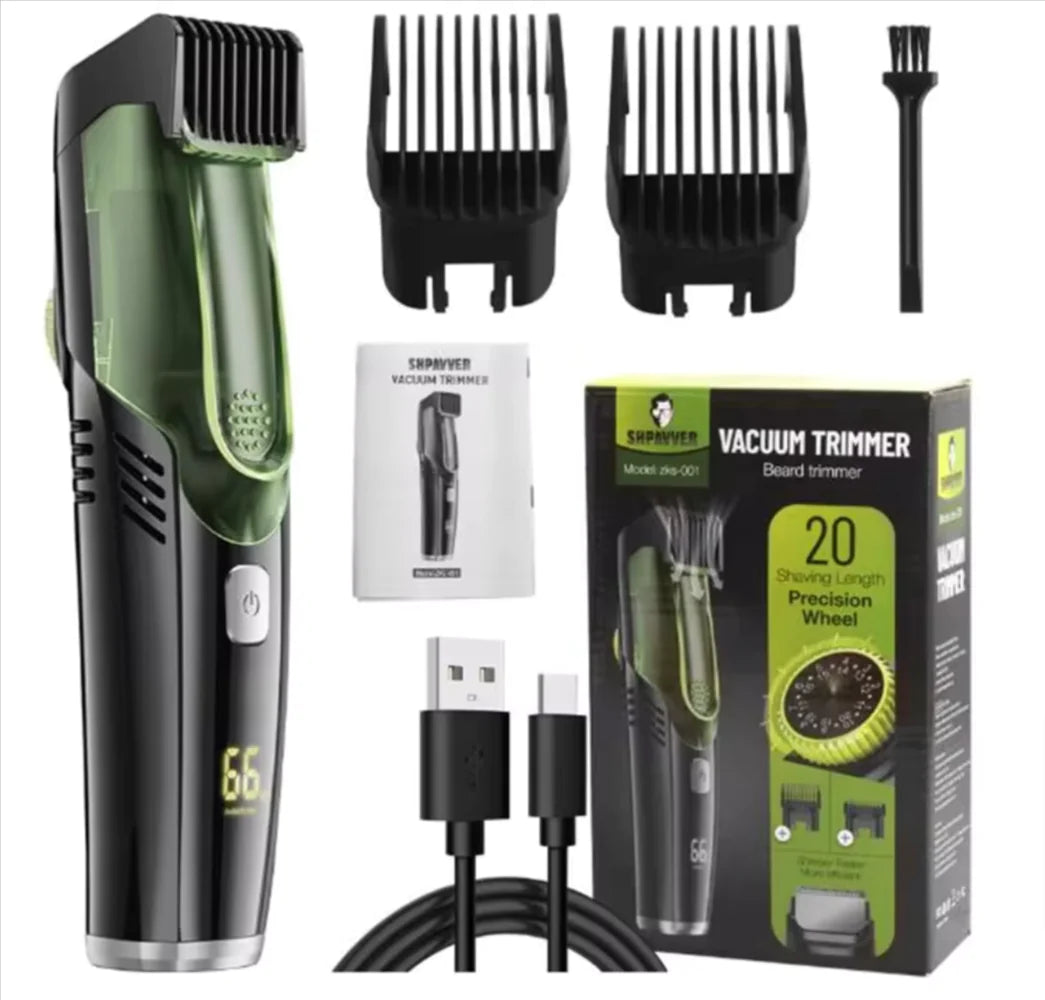 Washable Electric Vacuum Beard Trimmer: Mess-Free Wet &amp; Dry Grooming with Auto-Suction! Rieworkes