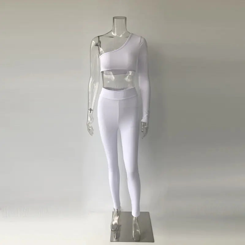 Women’s Yoga Set: One-Shoulder Top &amp; Leggings