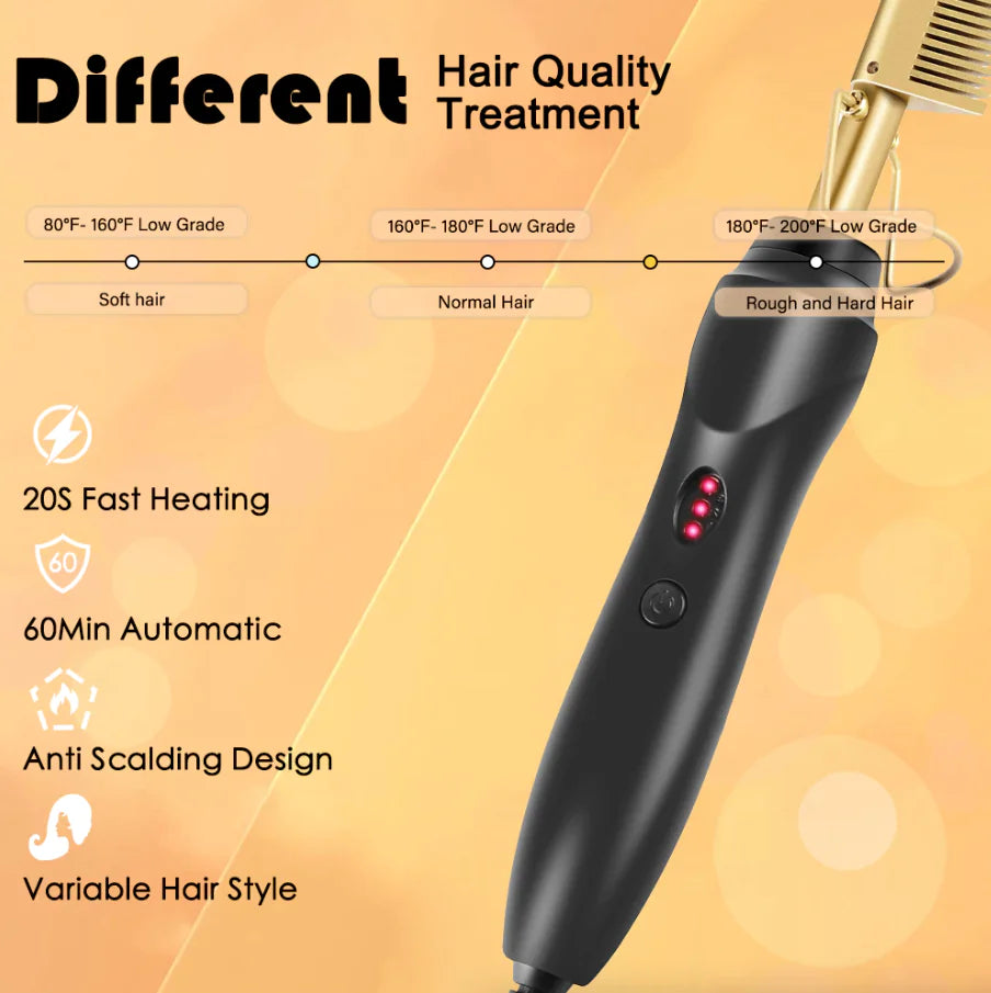 Hair Straightener Comb Pro Electric Beard Straightening Comb Heat Hot Comb Press Rieworkes