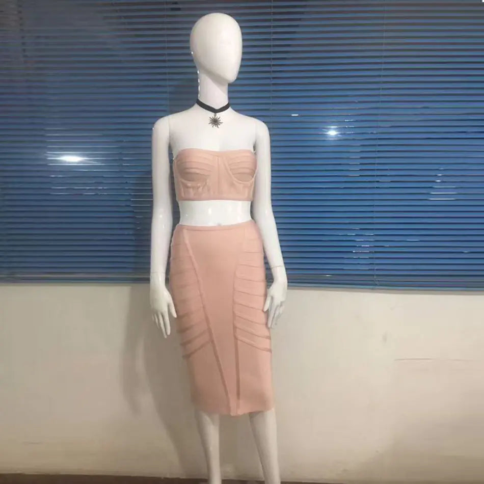 2018 Fall Winter Women&#39;s Strapless Gray Dress Set