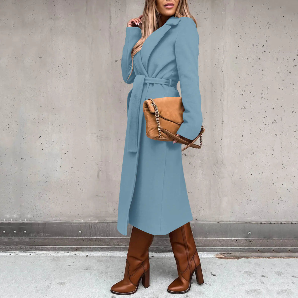 2023 Fall Winter Women&#39;s Long Solid Color Coat