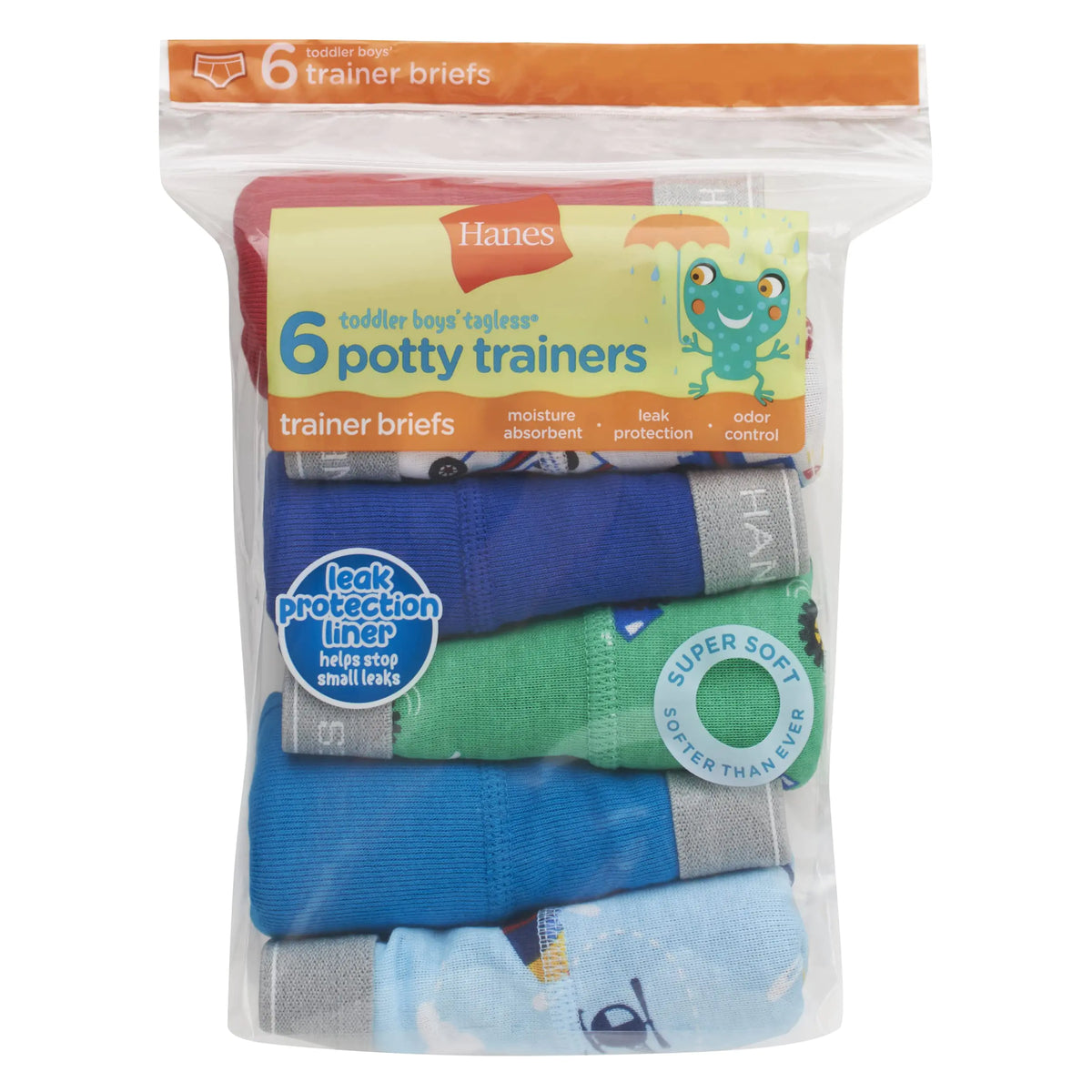 Hanes boys Potty Trainer Underwear 6-Pack 4T Briefs - Blue/Print Assorted - 6 Pack