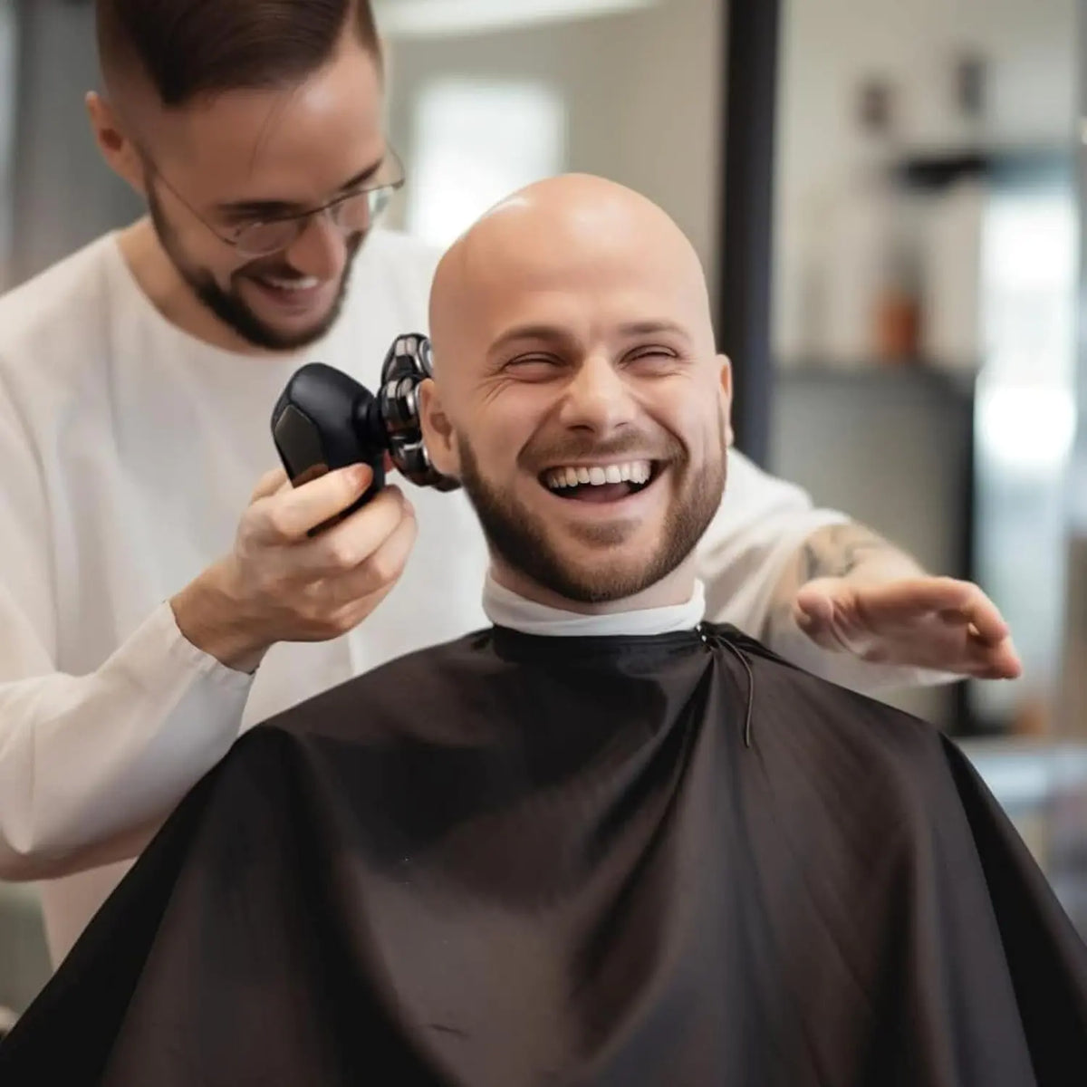 Detachable Head Shavers, SHPAVVER 5-in-1 Electric Razor IPX7 Waterproof for Bald Men, Wet/Dry LED Display Rechargeable 7D Rotary Shaver Grooming Kit with Type-C Charge (A) Brown