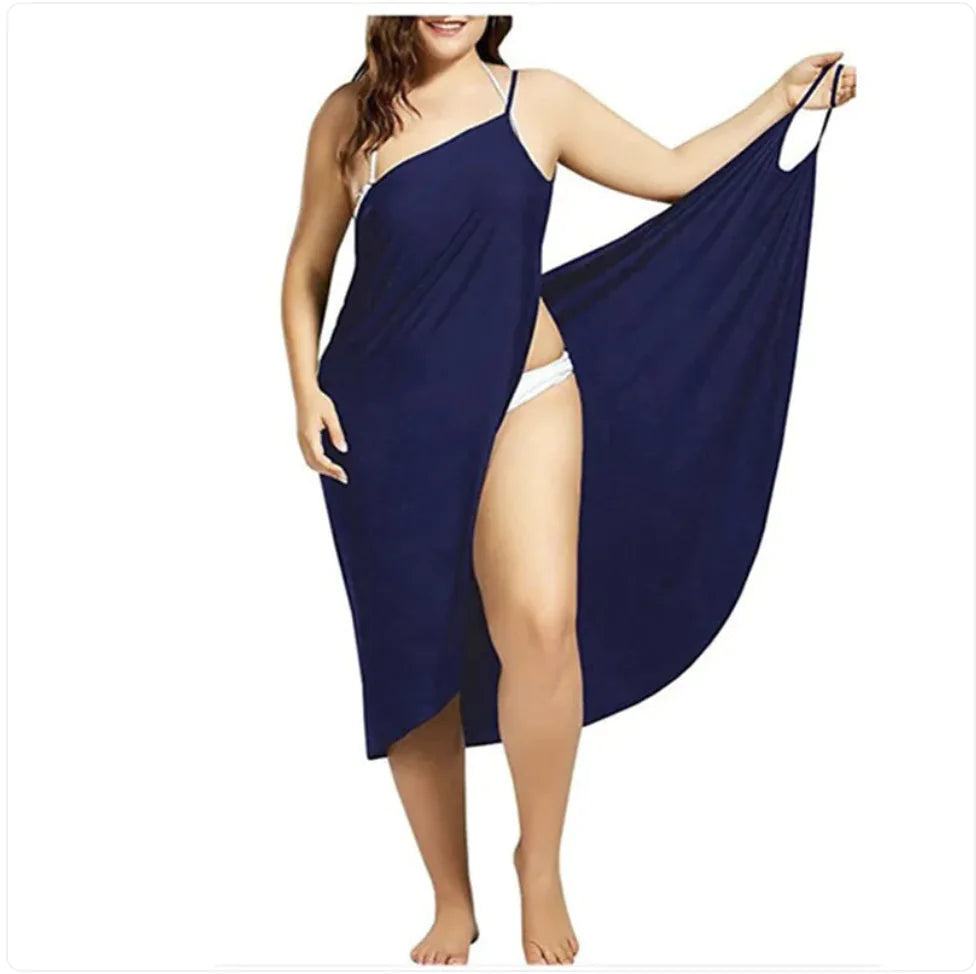 Solid Color Cross-Strap Beach Dress