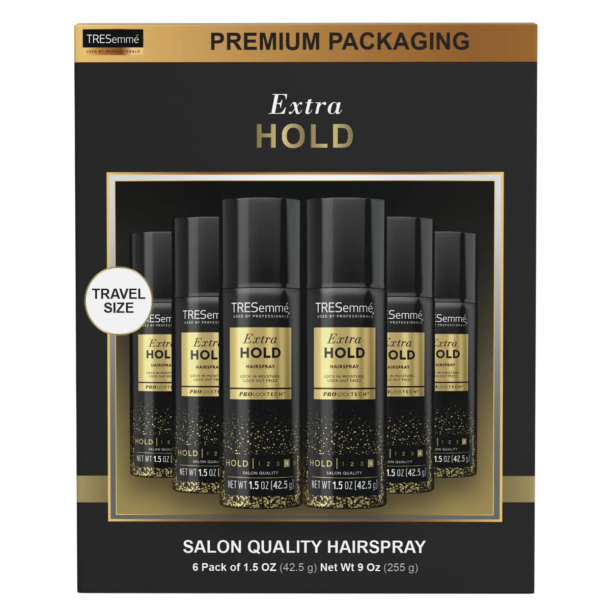 TRESemmé Travel-Size Hairspray 6-Pack – TRES Two Aerosol Hair Spray Extra Hold, Anti-Humidity, Anti-Frizz Hair Products, 1.5 Oz Ea