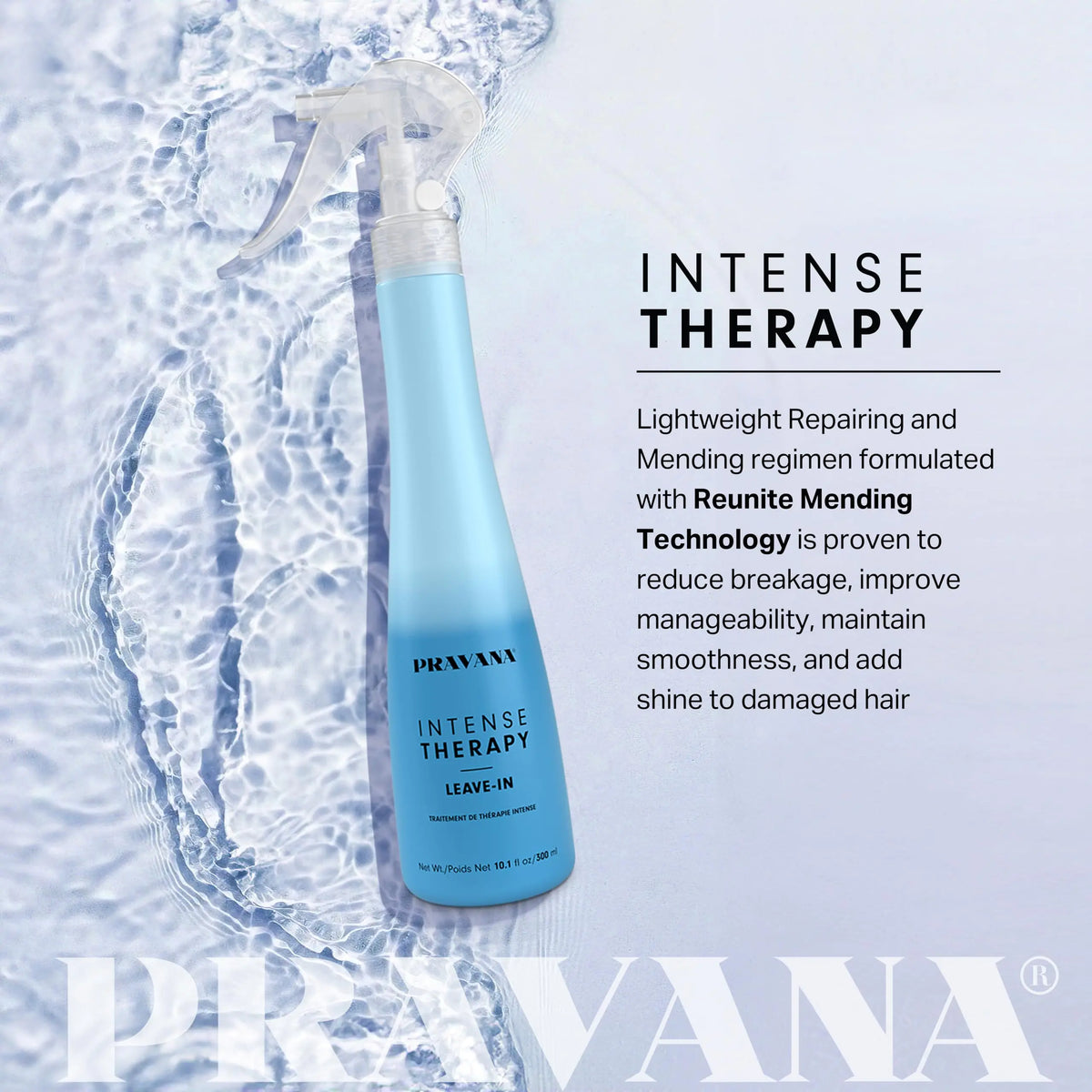 PRAVANA Intense Therapy Leave-In Conditioner Spray Treatment &amp; Detangler | Instantly Detangles &amp; Hydrates | Equalizes Hair Porosity | For All Hair Types | Strengthens &amp; Softens Hair 10.1 Fl Oz (Pack of 1)
