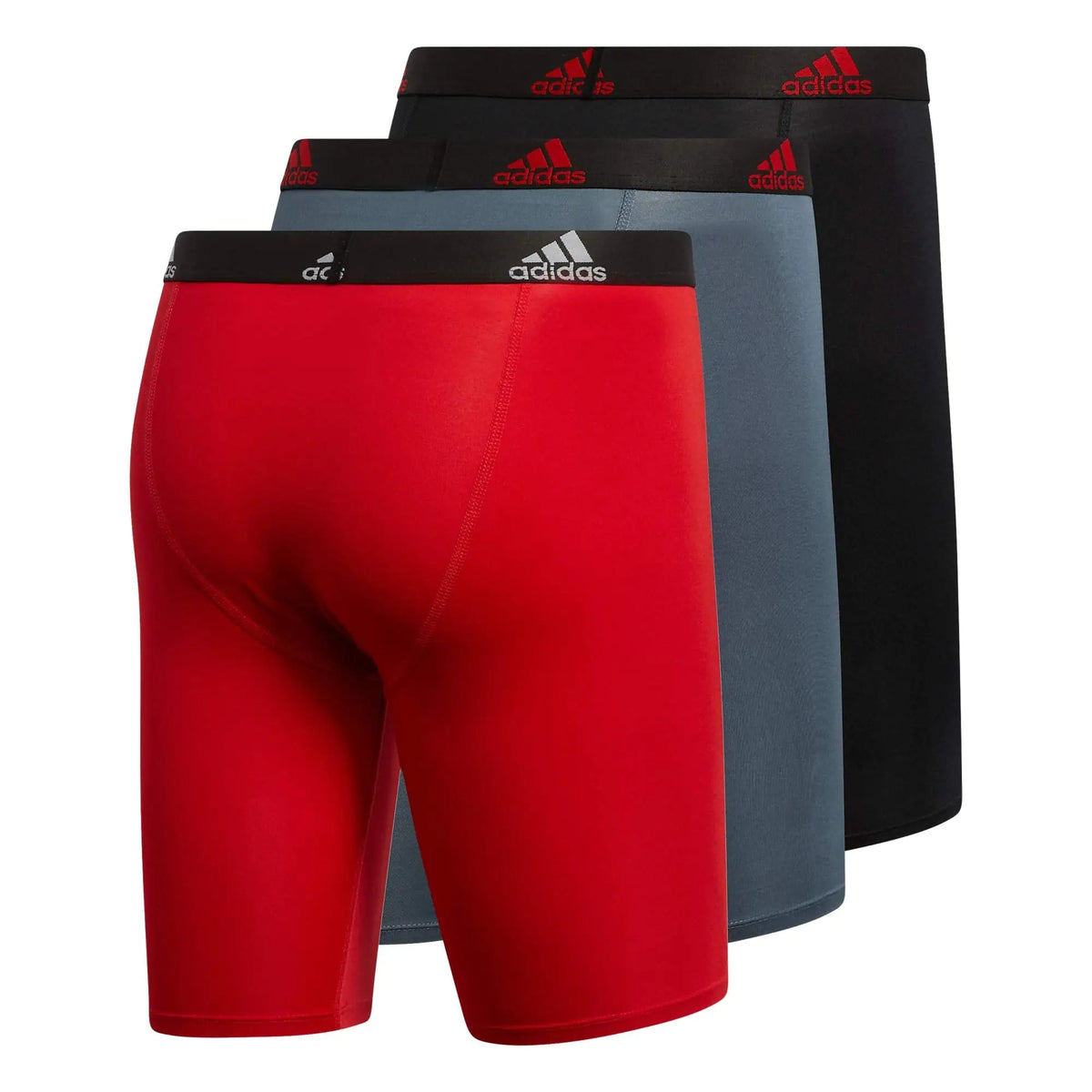 adidas Men's Performance Long Boxer Brief Underwear (3 - Pack) X - Large Scarlet Red/Black/Onix Grey - Rieworkes