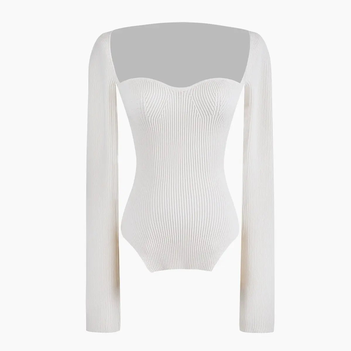 Ribbed Sweetheart Long Sleeve Top