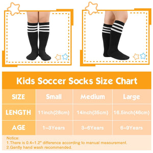 American Trends Kids Toddler Soccer Socks Knee High Tube long Socks Three Stripes Uniform Socks for Boys Girls 1 - 9 years 1 - 3T 1 Pack Navy Blue White - Rieworkes