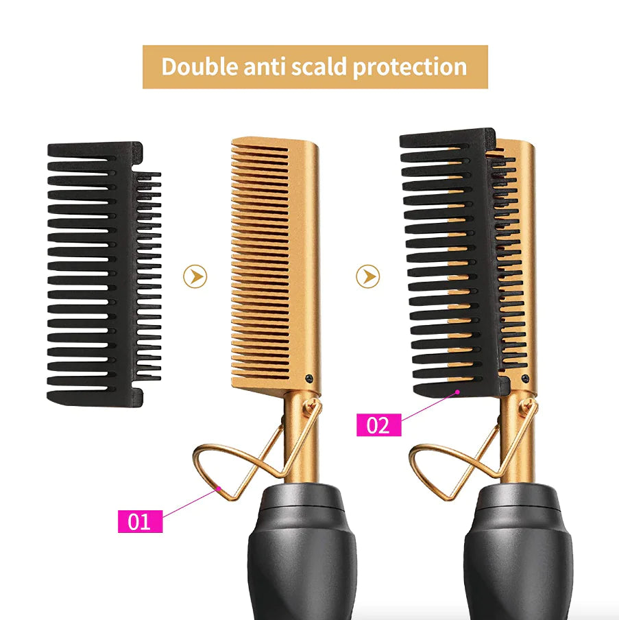 Hair Straightener Comb Pro Electric Beard Straightening Comb Heat Hot Comb Press Rieworkes