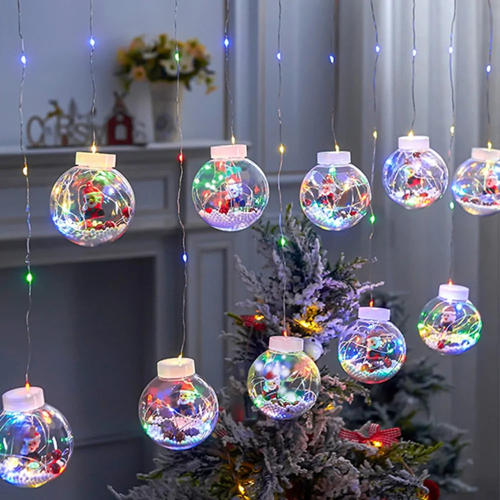Curtain String Light Ball Santa Claus Rieworkes